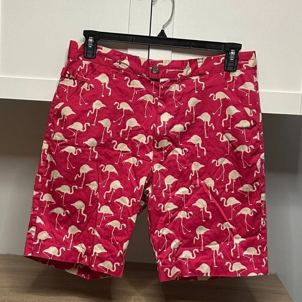 Royal & Awesome Men's Size 34 Pink Flamingo Golf Chino Shorts Novelty Preppy‎